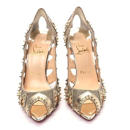 Christian Louboutin Glitter Silk Nappa Spiked Circus City 120 Pumps 38 Gold 2 of 9