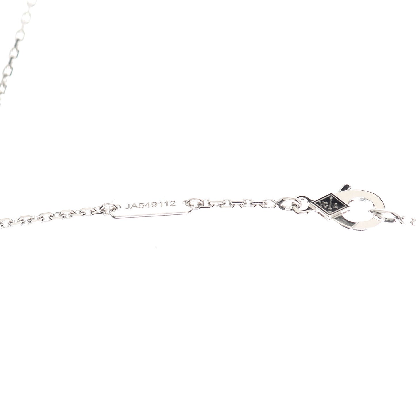 18K White Gold Mother of Pearl Vintage Alhambra Pendant Necklace