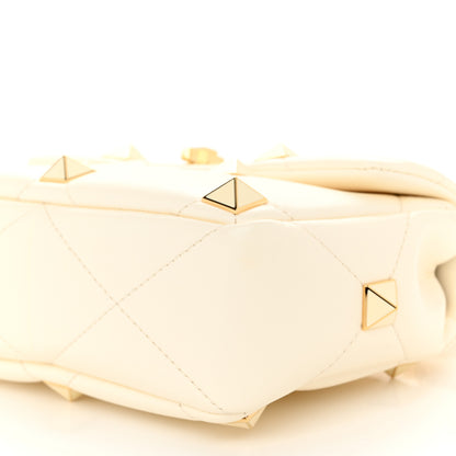 Valentino Garavani Nappa Enamel Medium Roman Stud Shoulder Bag Bag Ivory 9 of 10
