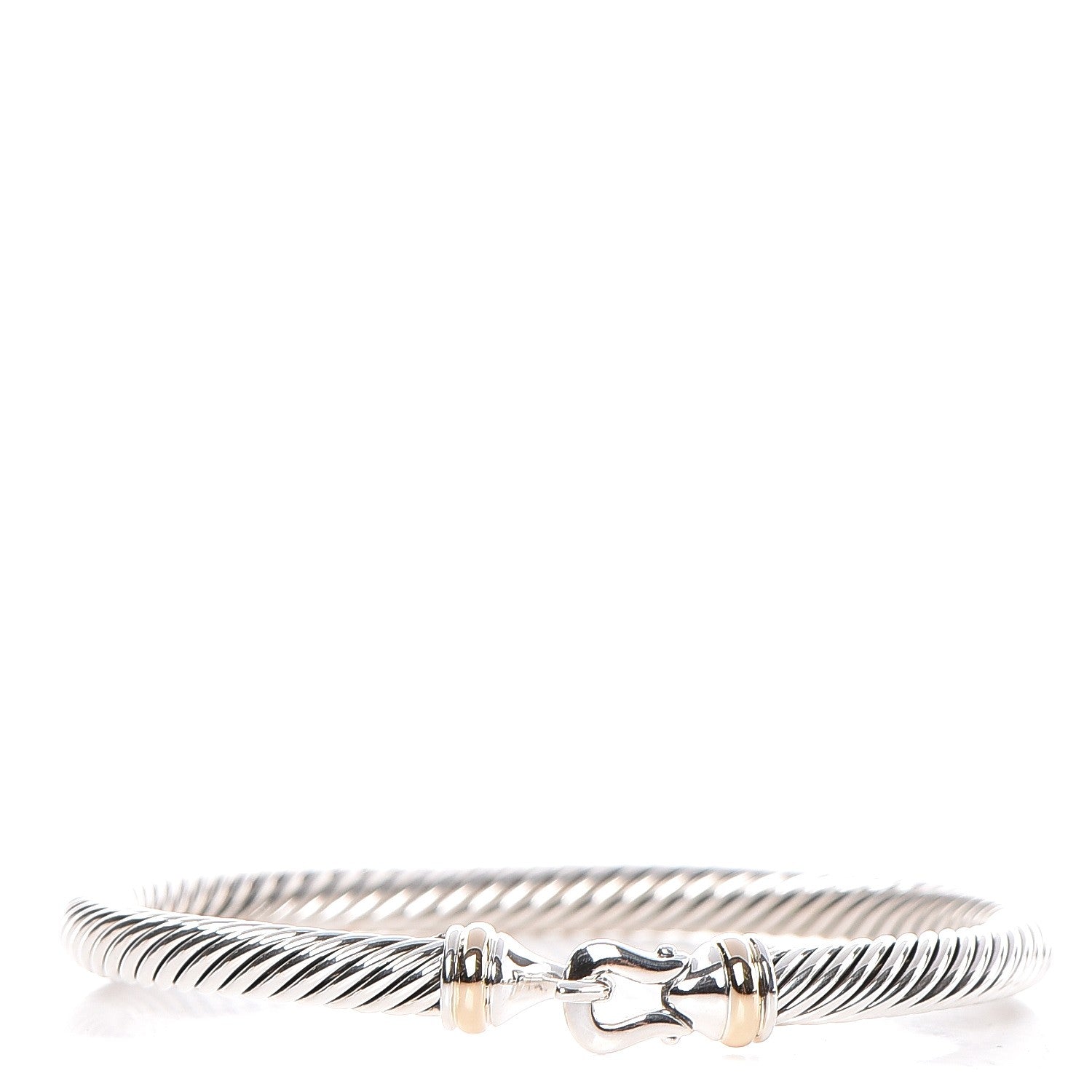 David Yurman Sterling Silver 18K Yellow Gold 5mm Cable Classic Buckle Bracelet 1 of 4