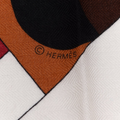 Hermes Cashmere Silk Cheval De Fete Shawl 140 Rose Vif White Multicolor 4 of 5