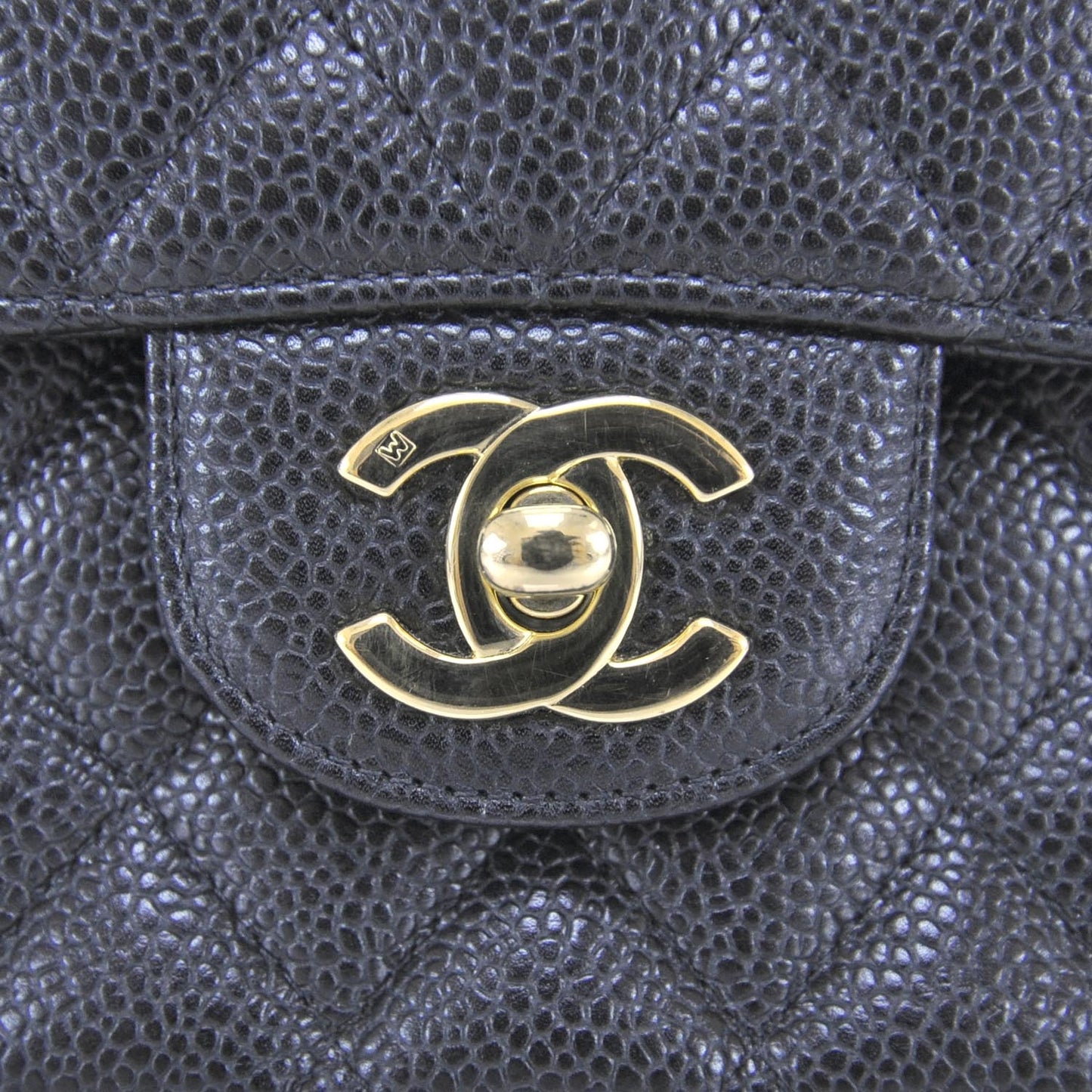 Caviar Quilted Medium Double Flap Black