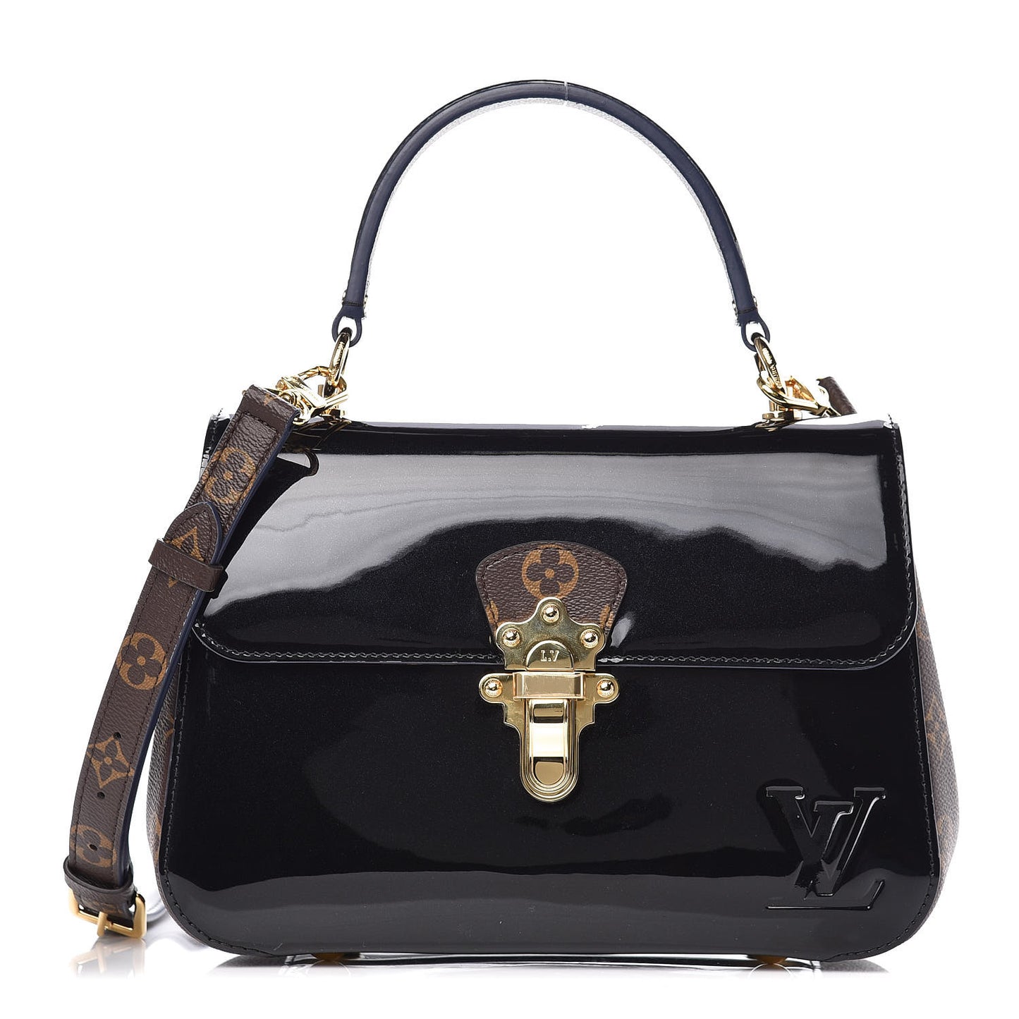 Patent Calfskin Monogram Cherrywood PM Black