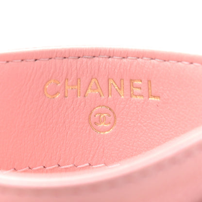 Chanel Caviar Flat Chevron Quilted Card Holder Wallet Pink 6 of 10