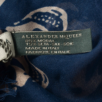 Alexander McQueen Modal Silk Skull Scarf Navy 6 of 7