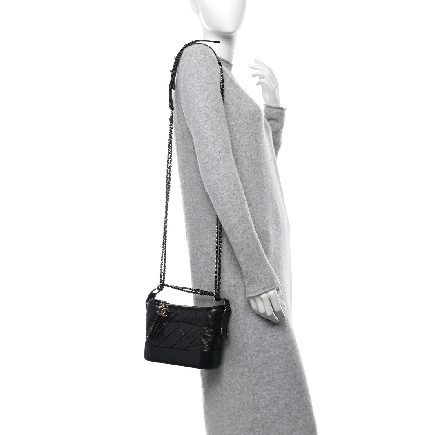 Chanel Aged Calfskin Quilted Small Gabrielle Hobo Black 2 of 12