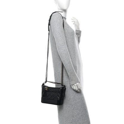 Chanel Aged Calfskin Quilted Small Gabrielle Hobo Black 2 of 12