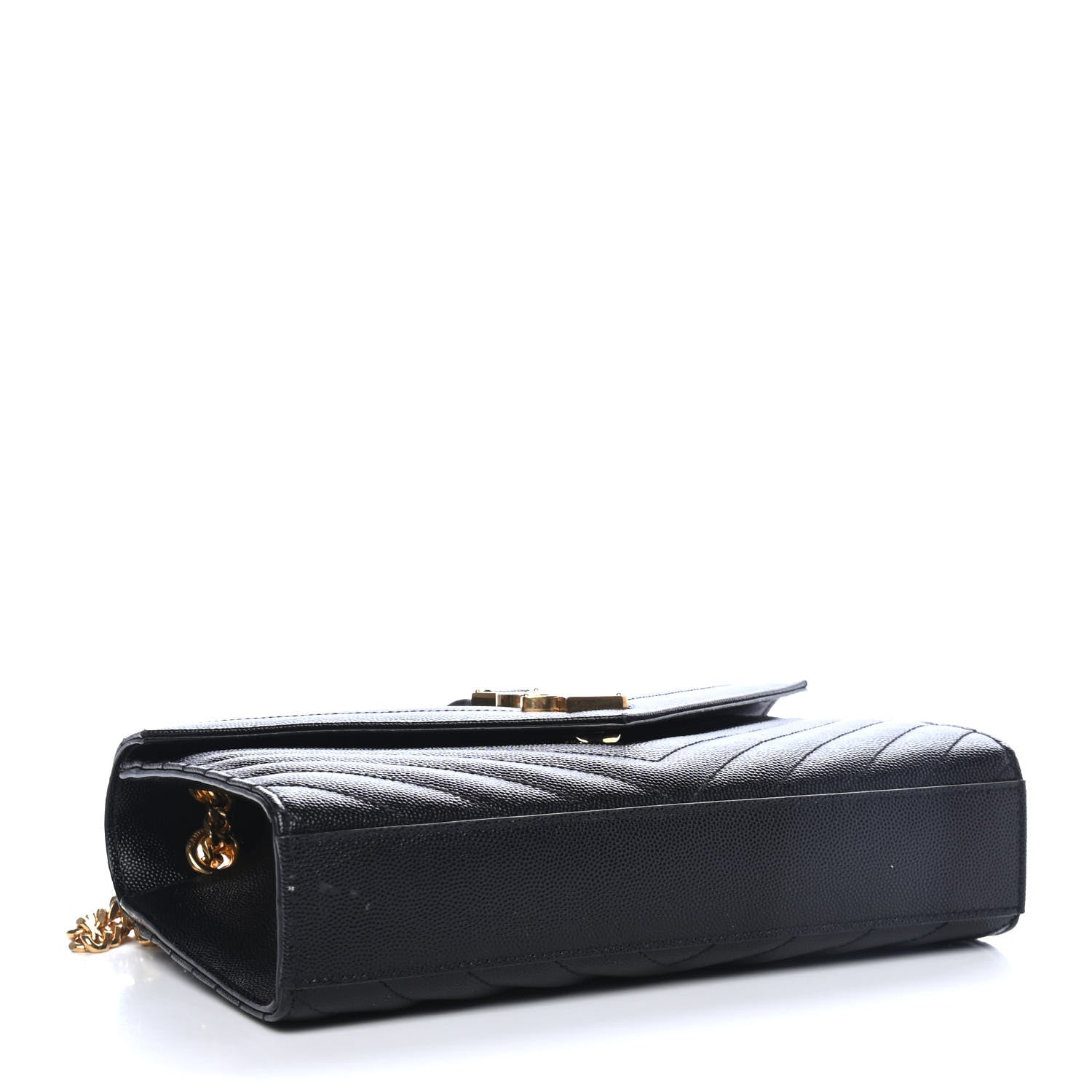 Saint Laurent Grain De Poudre Matelasse Chevron Medium Monogram Satchel Black 3 of 4