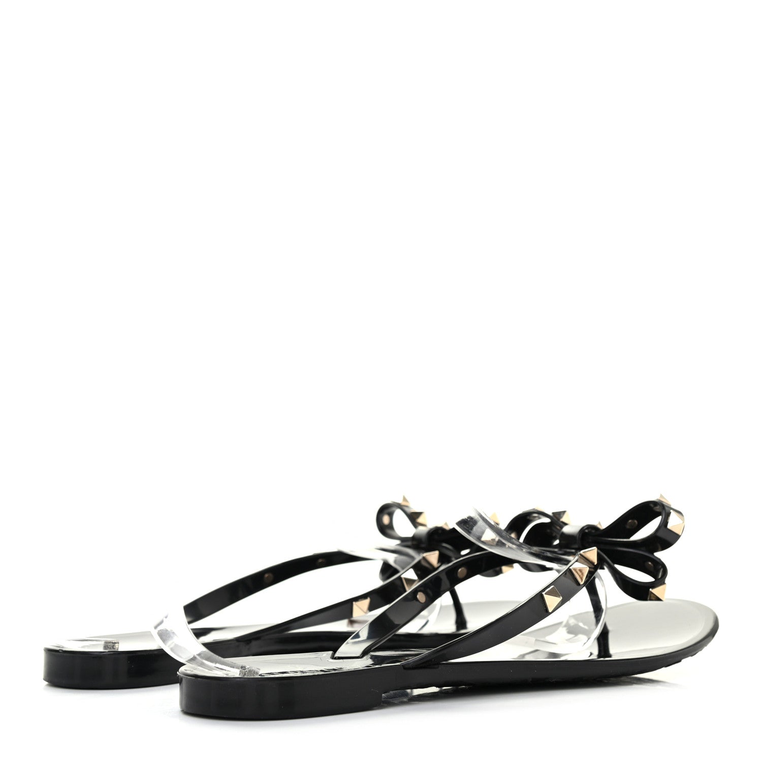 Valentino Garavani PVC Jelly Rockstud Bow Thong Sandals 39 Black 4 of 7