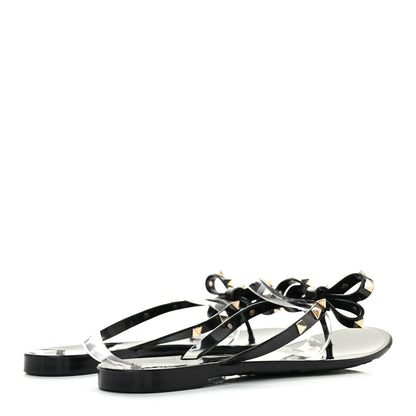 Valentino Garavani PVC Jelly Rockstud Bow Thong Sandals 39 Black 4 of 7