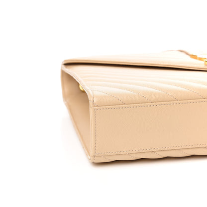 Saint Laurent Grain De Poudre Matelasse Chevron Large Monogram Satchel Nude Powder 8 of 10