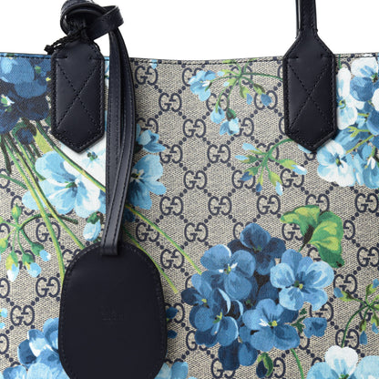 Gucci GG Supreme Monogram Blooms Small Reversible Tote Beige Blue Navy 9 of 16