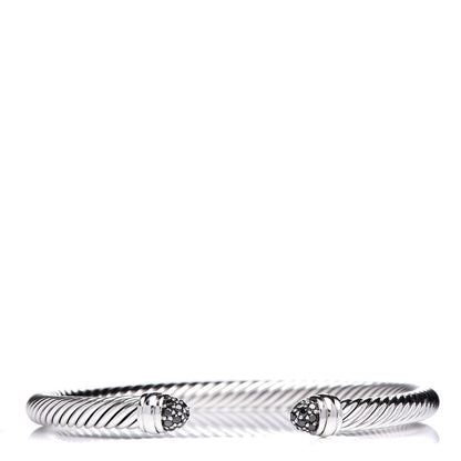 David Yurman Sterling Silver Black Diamond 5mm Cable Classics Bracelet 1 of 5