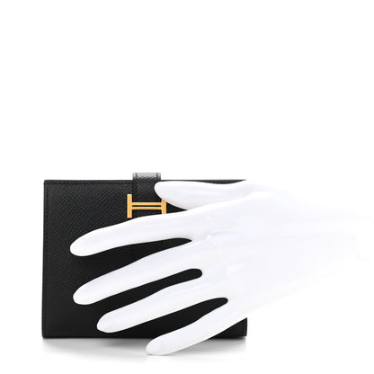 Hermes Epsom Bearn Compact Wallet Black 2 of 8