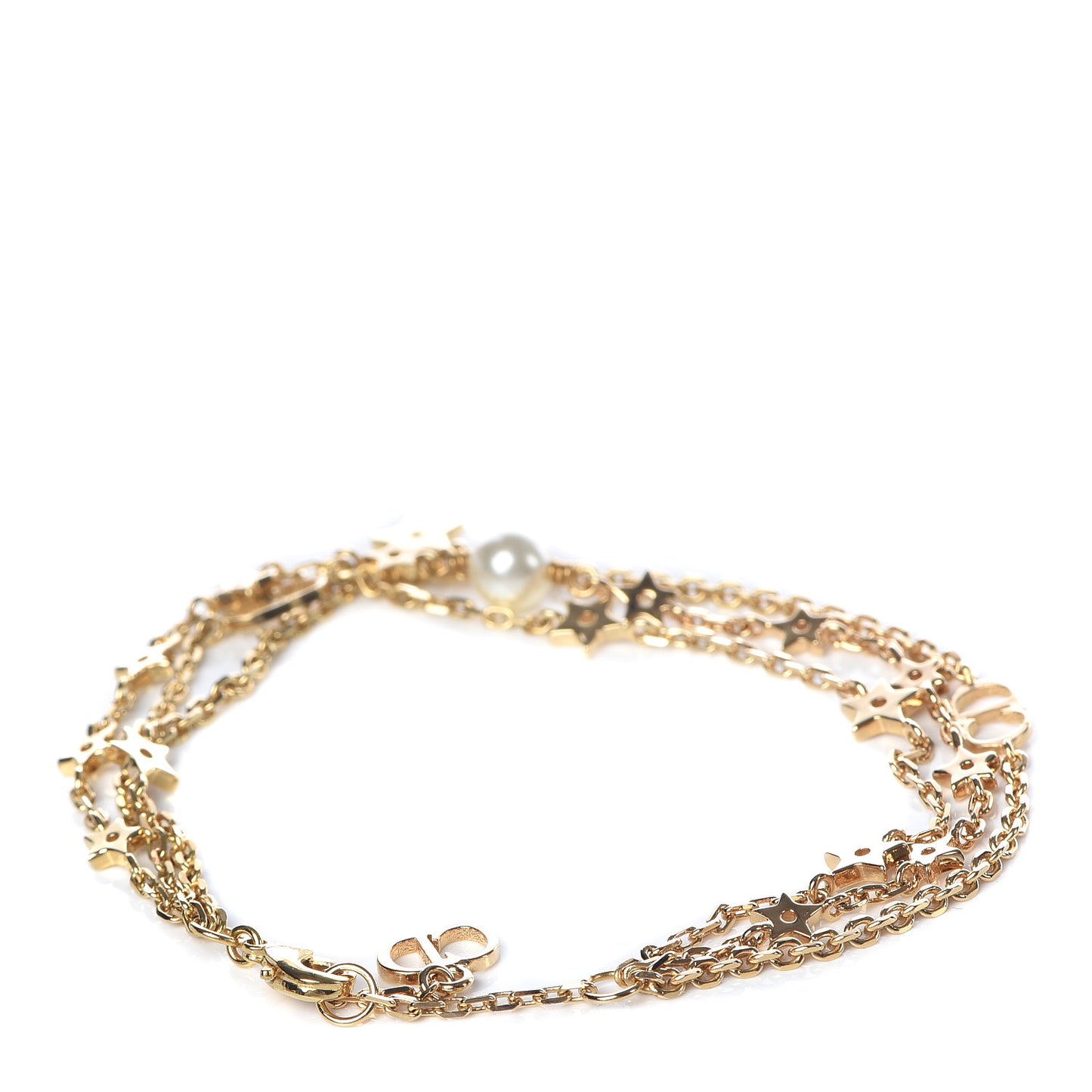 Metal Pearl Star CD Bracelet Gold