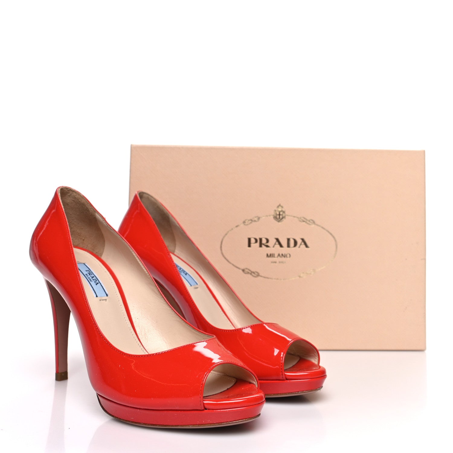 Prada Vernice Peep Toe 95mm Pumps 39 Lacca 10 of 10