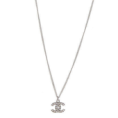 Chanel Crystal Timeless CC Necklace Silver 1 of 6