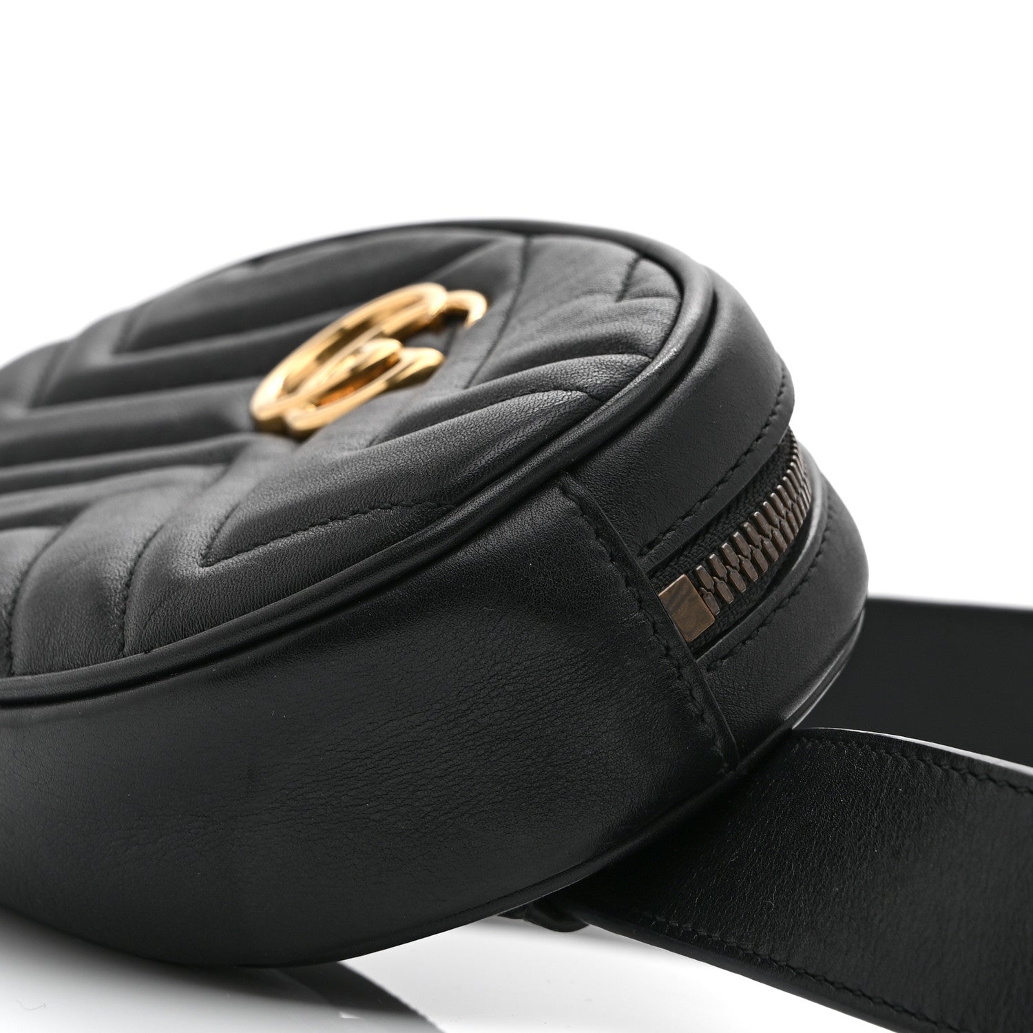 Gucci Calfskin Matelasse GG Marmont Belt Bag 85 34 Black 10 of 10