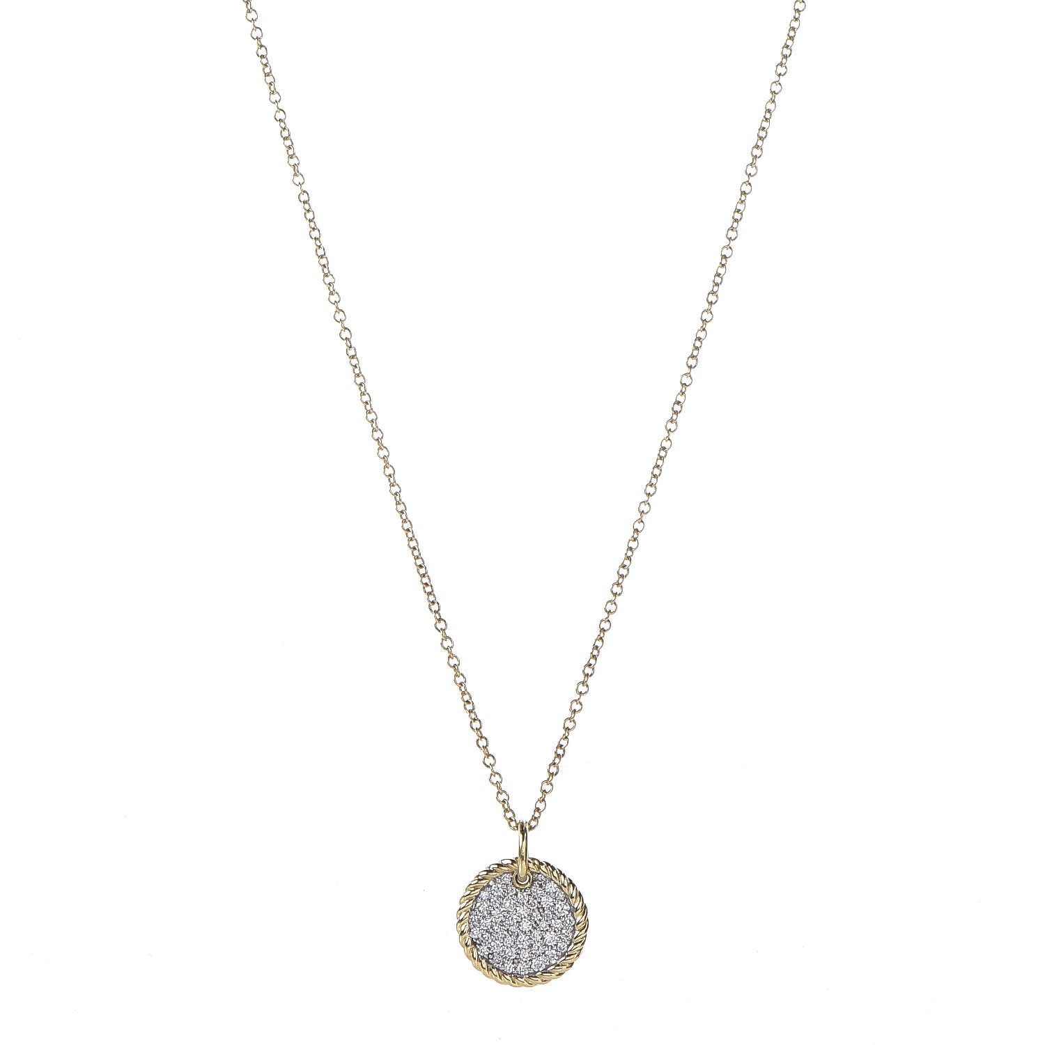 David Yurman 18K Yellow Gold Diamond Cable Collectibles Pave Charm Pendant Necklace 1 of 7