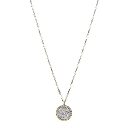 David Yurman 18K Yellow Gold Diamond Cable Collectibles Pave Charm Pendant Necklace 1 of 7