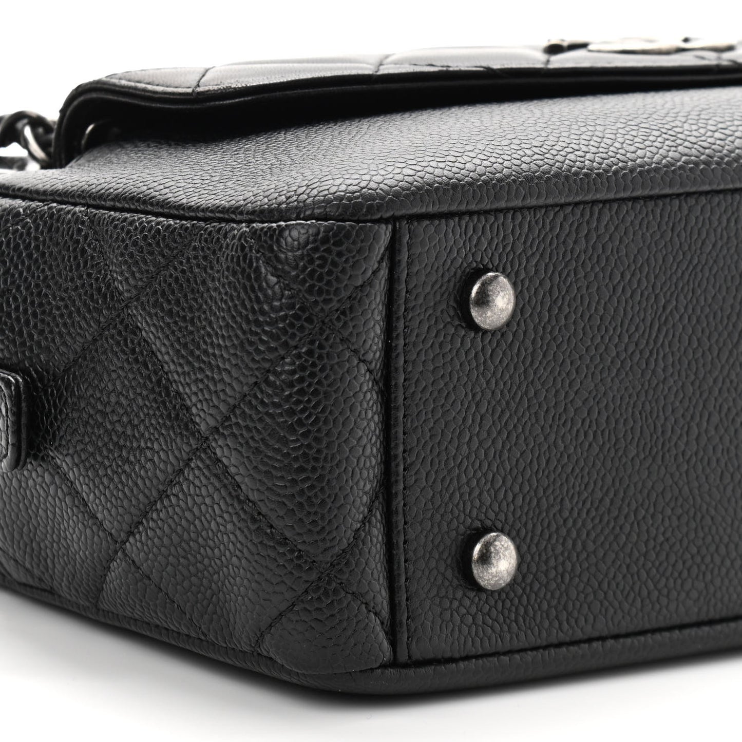 Caviar Lambskin Quilted Coco Break Camera Case Black