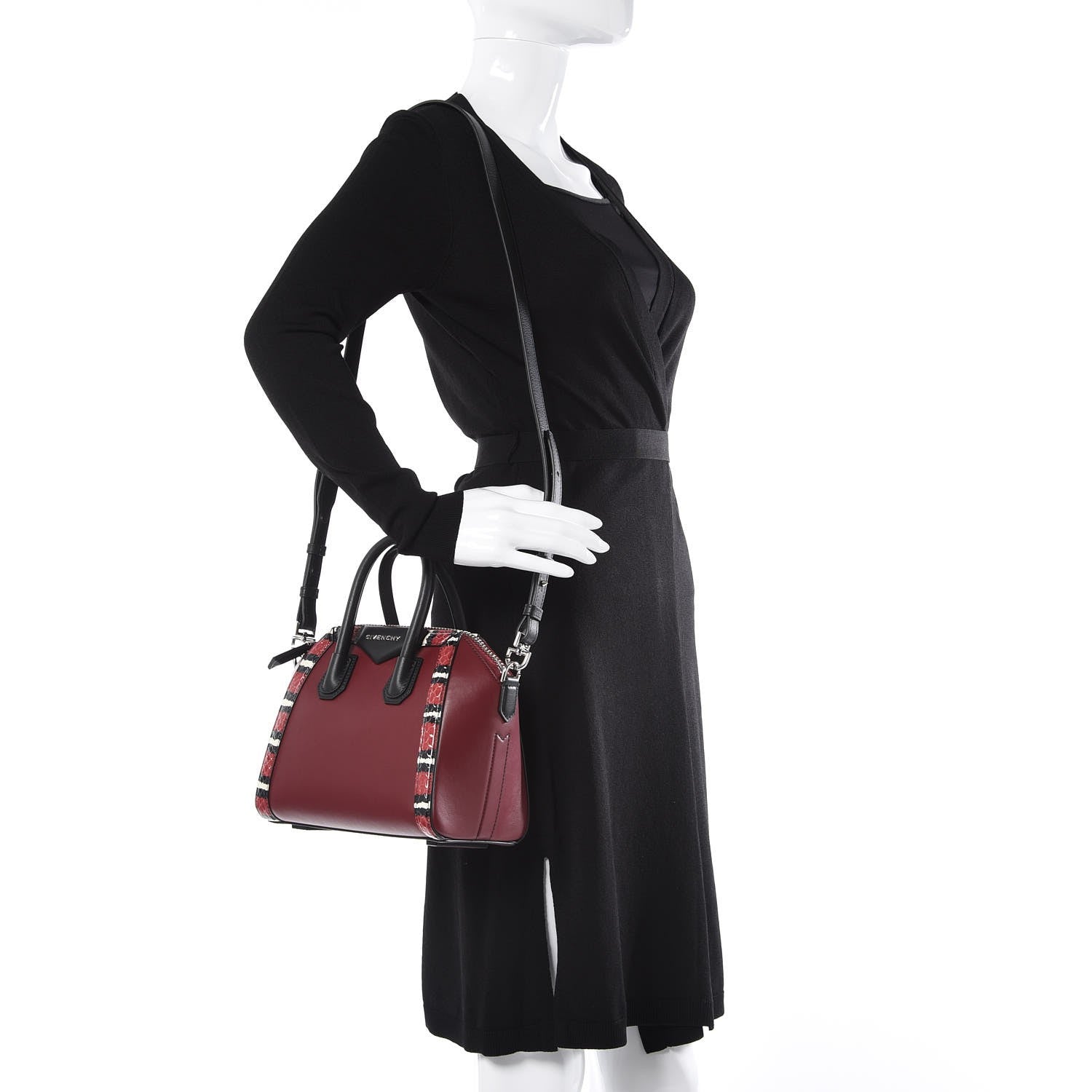 Givenchy Smooth Calfskin Ayers Mini Bi-Color Antigona Wine Black 2 of 8