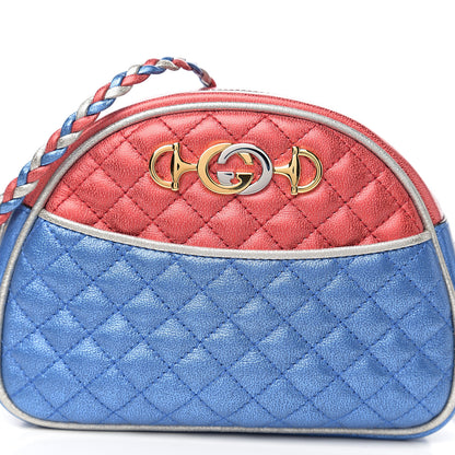 Gucci Laminated Nappa Trapuntata Mini Zumi Dome Shoulder Bag Rosso Marine Argento 6 of 8