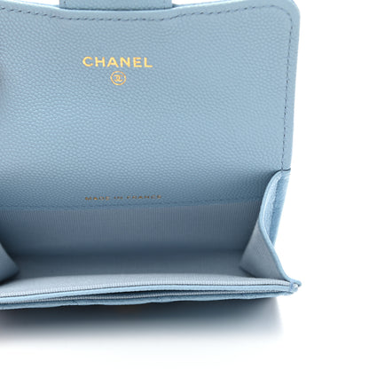 Chanel Caviar Quilted Flap Card Holder Wallet Light Blue 5 of 9