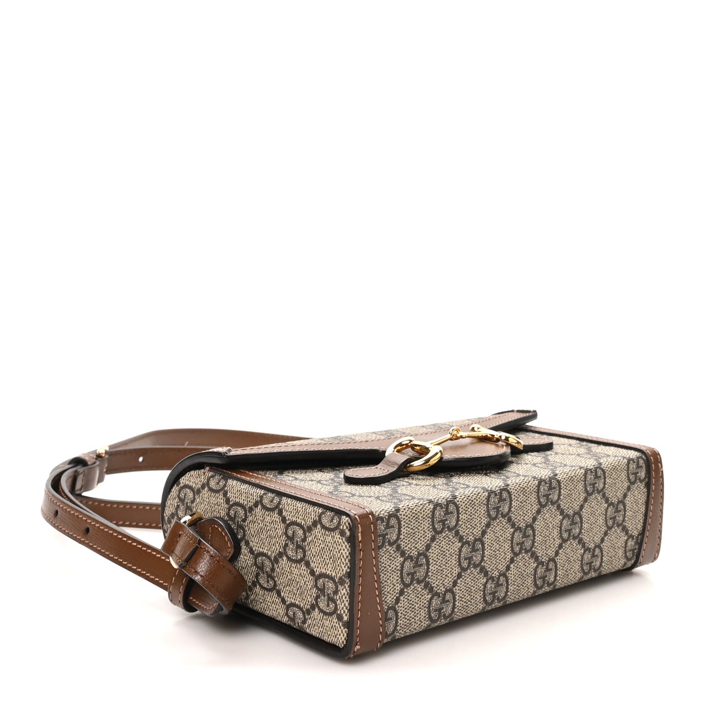 GG Supreme Monogram Mini Horsebit 1955 Shoulder Bag Beige Brown Sugar