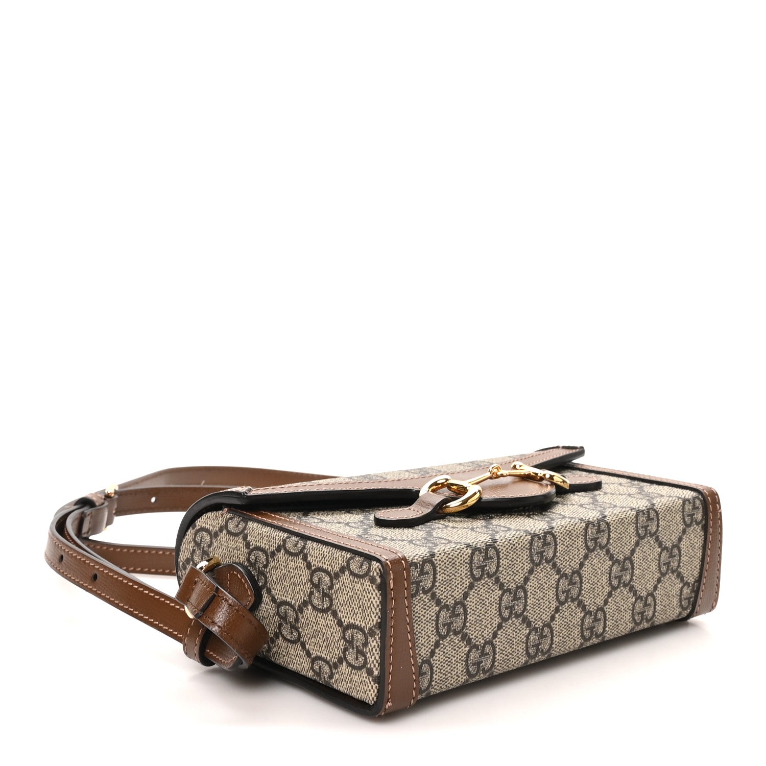 Gucci GG Supreme Monogram Mini Horsebit 1955 Shoulder Bag Beige Brown Sugar 4 of 10
