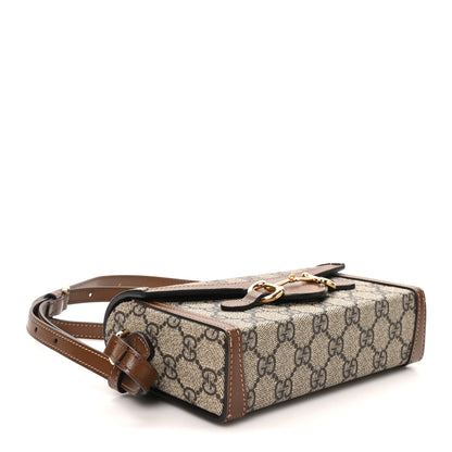 Gucci GG Supreme Monogram Mini Horsebit 1955 Shoulder Bag Beige Brown Sugar 4 of 10
