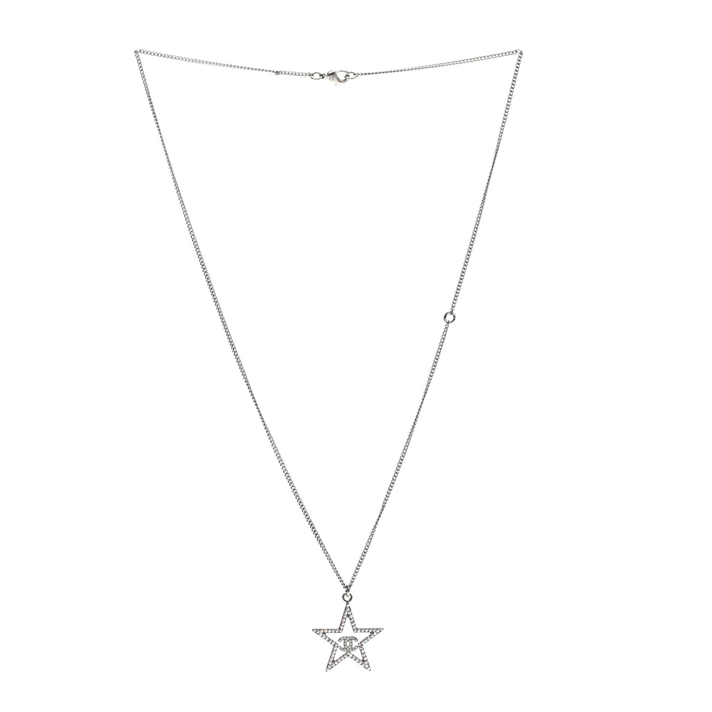 Crystal Star CC Pendant Necklace Silver