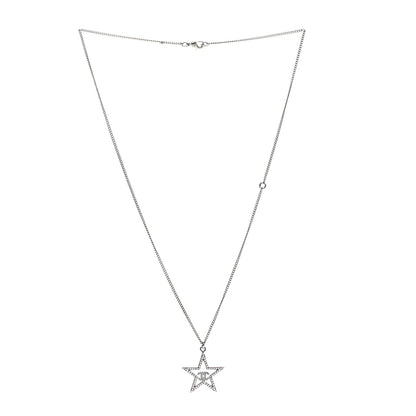 Chanel Crystal Star CC Pendant Necklace Silver 3 of 6