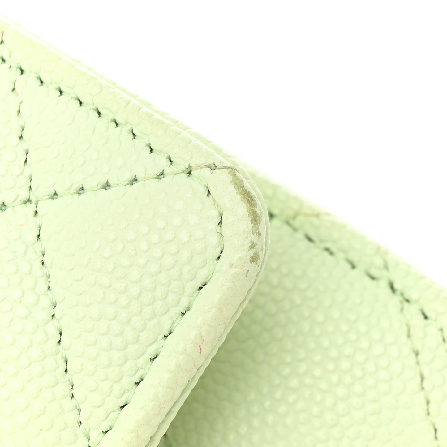 Caviar Quilted Wallet on Chain WOC Light Green