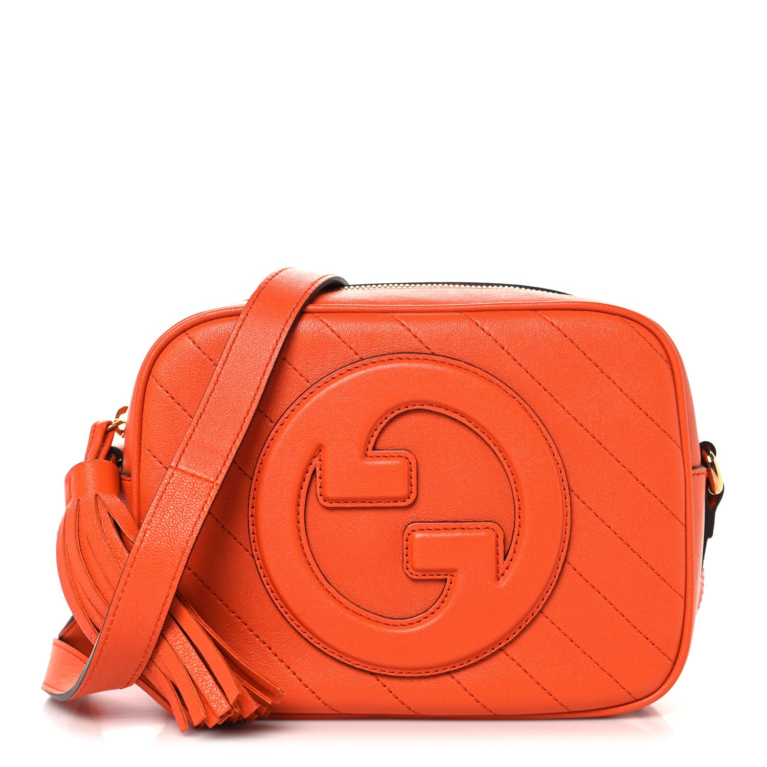 Gucci Sakai Be Green Calfskin Diagonal Stitched Small Blondie Shoulder Bag Orange 1 of 10