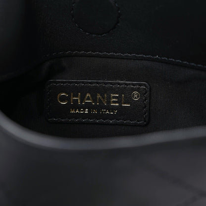 Chanel Calfskin Quilted Fringe Small Shopping Bag Black 9 of 9