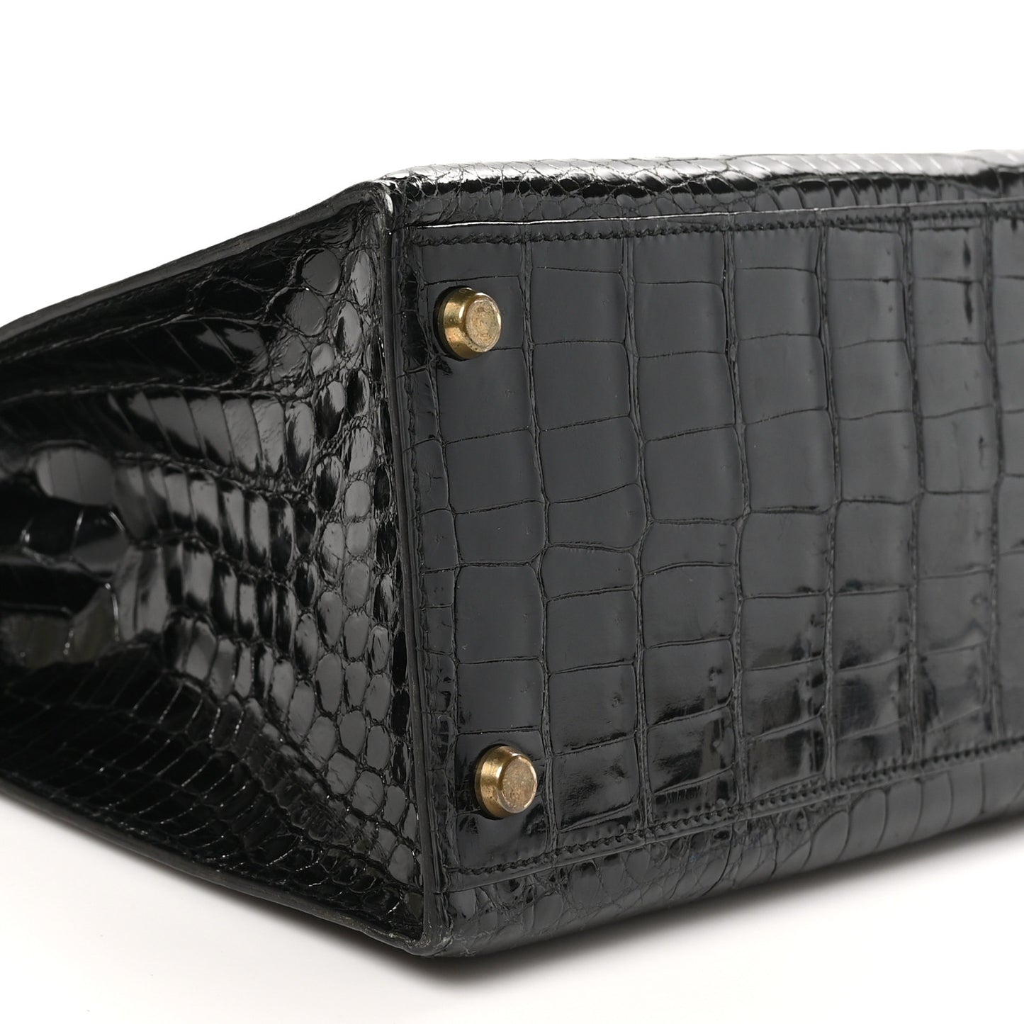Shiny Porosus Crocodile Kelly Sellier 32 Black