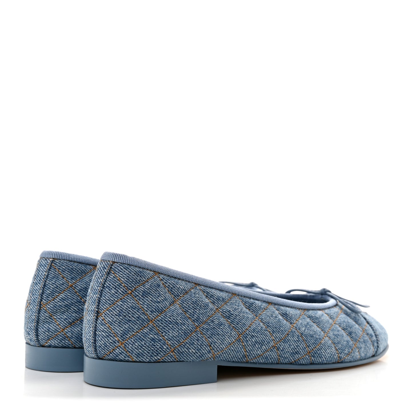 Denim Quilted CC Cap Toe Ballerina Flats 37.5 Light Blue
