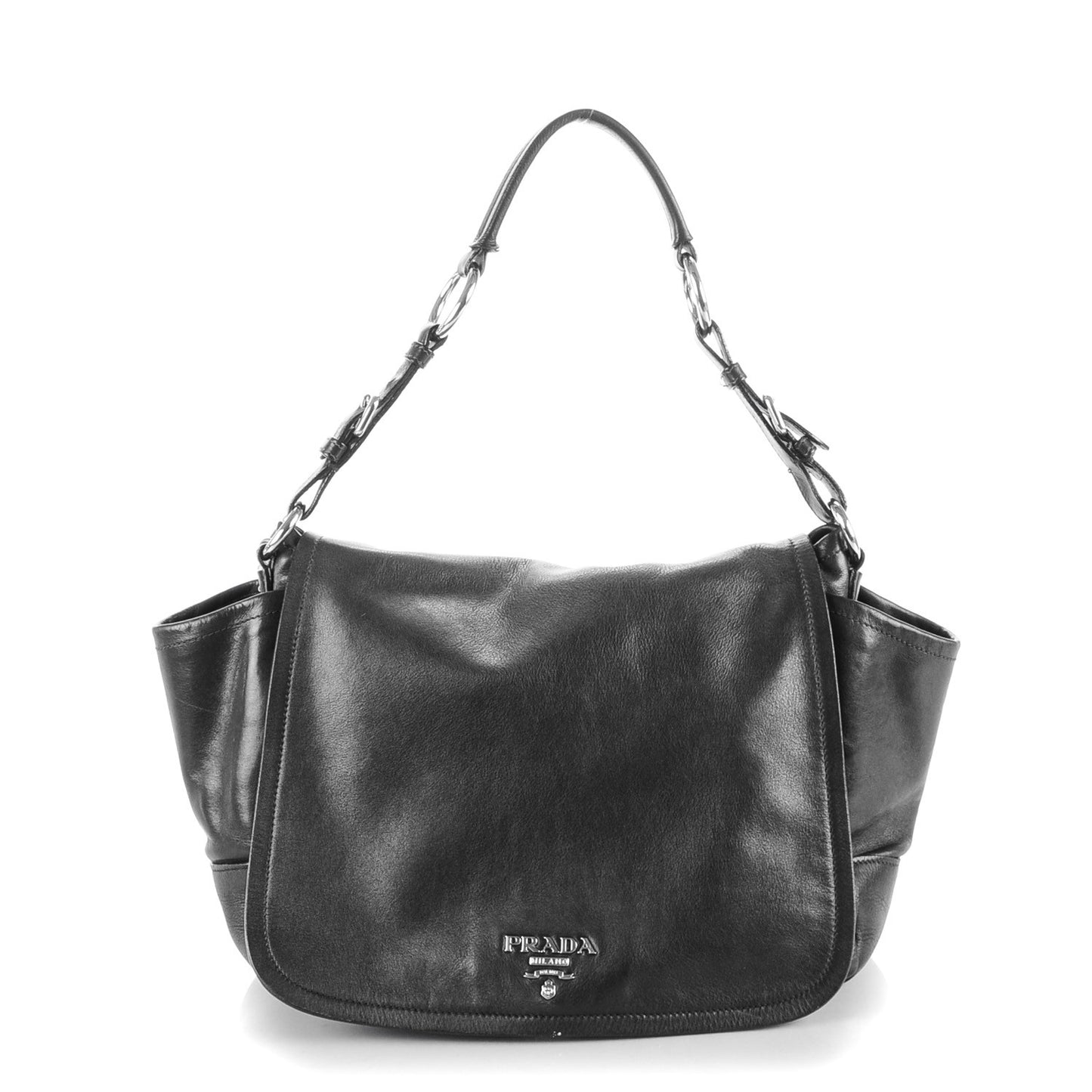 Soft Calf Flap Shoulder Bag Nero Black