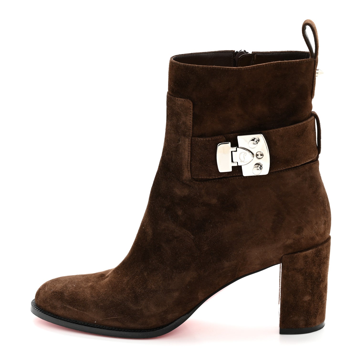 Christian Louboutin Suede Lock Booty 70 Ankle Boots 39.5 Brown 1 of 8