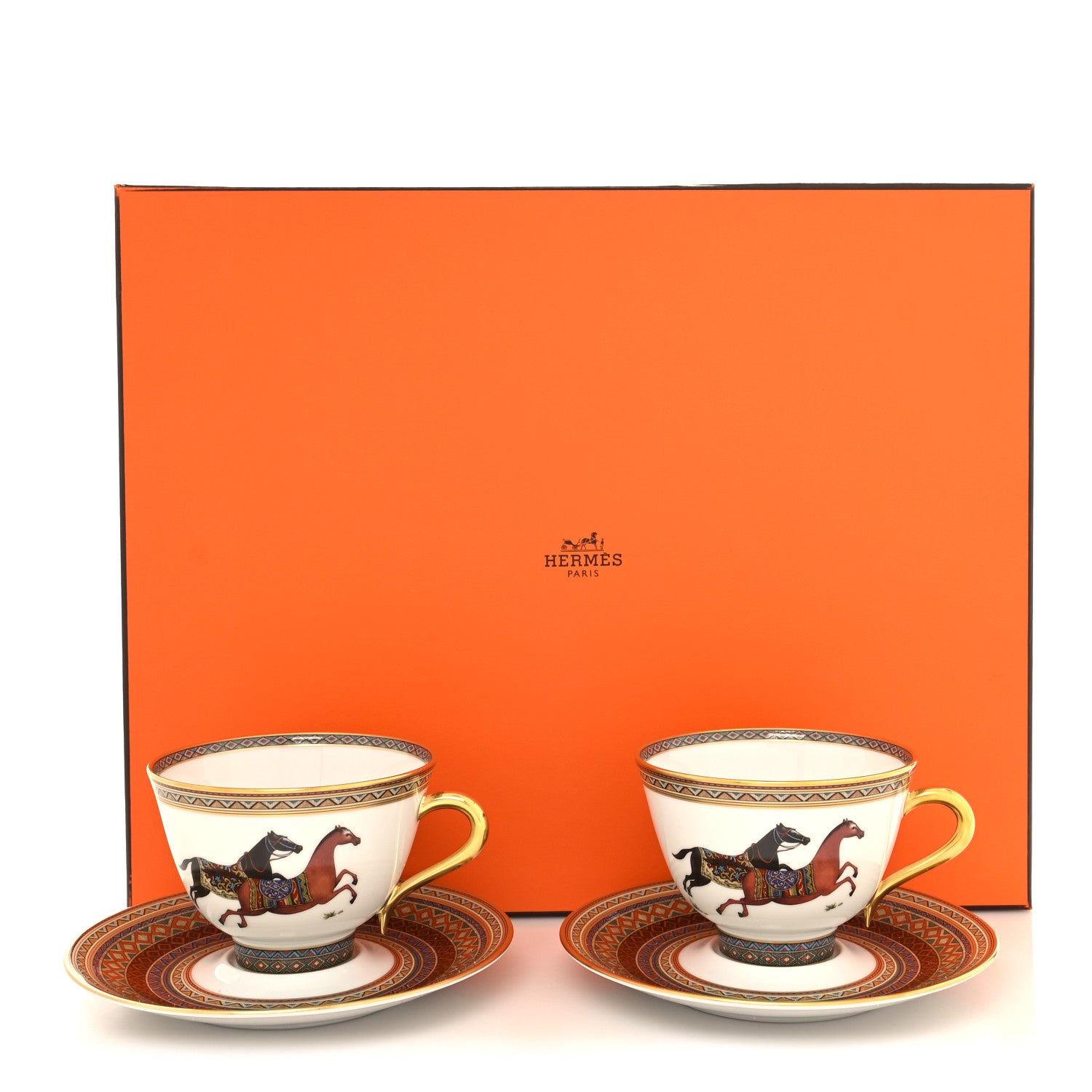 Hermes Porcelain Cheval d'Orient Tea Cup and Saucer Set of 2 11 of 11
