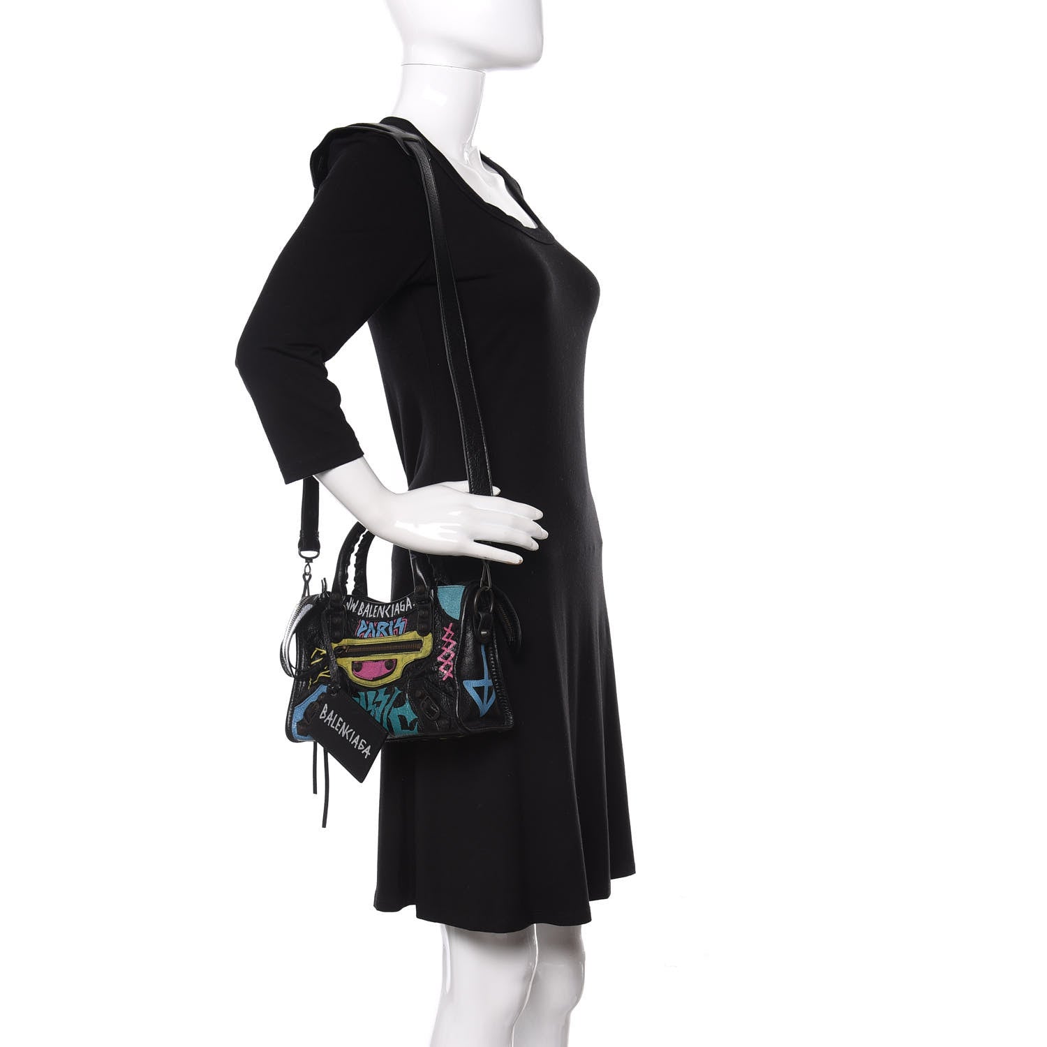 Balenciaga Agneau Arena Graffiti All Over Classic Hardware Mini City Black Multicolor 2 of 10
