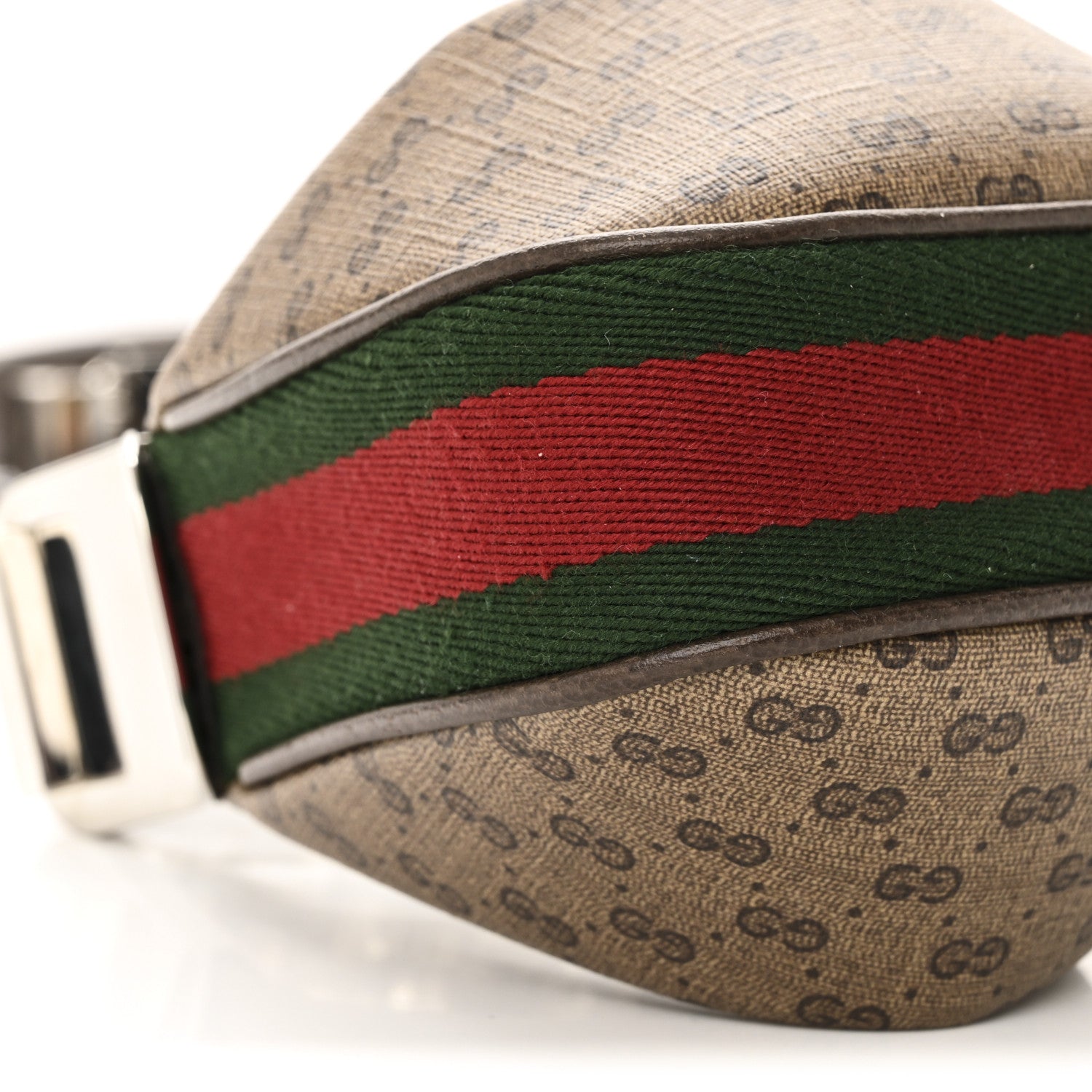 Gucci GG Supreme Monogram Textured Calfskin Web Mini Attache Hobo Beige Ebony New Acero 9 of 10