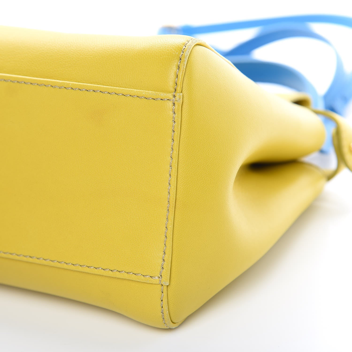 Fendi Nappa Colorblock Mini Peekaboo Iconic Satchel Lime Blue Royal Latte 10 of 15