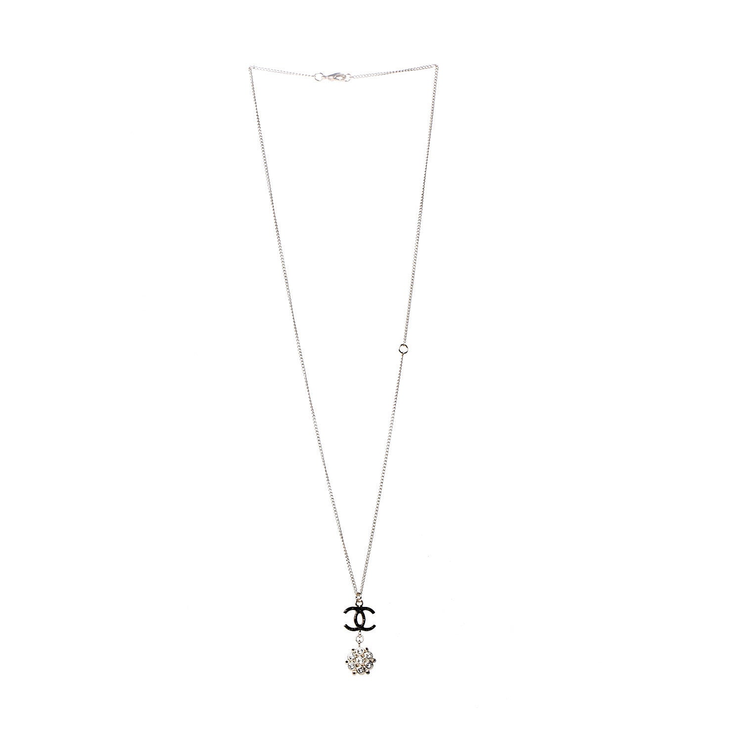 Chanel Crystal Resin CC Drop Pendant Necklace Gold 3 of 6