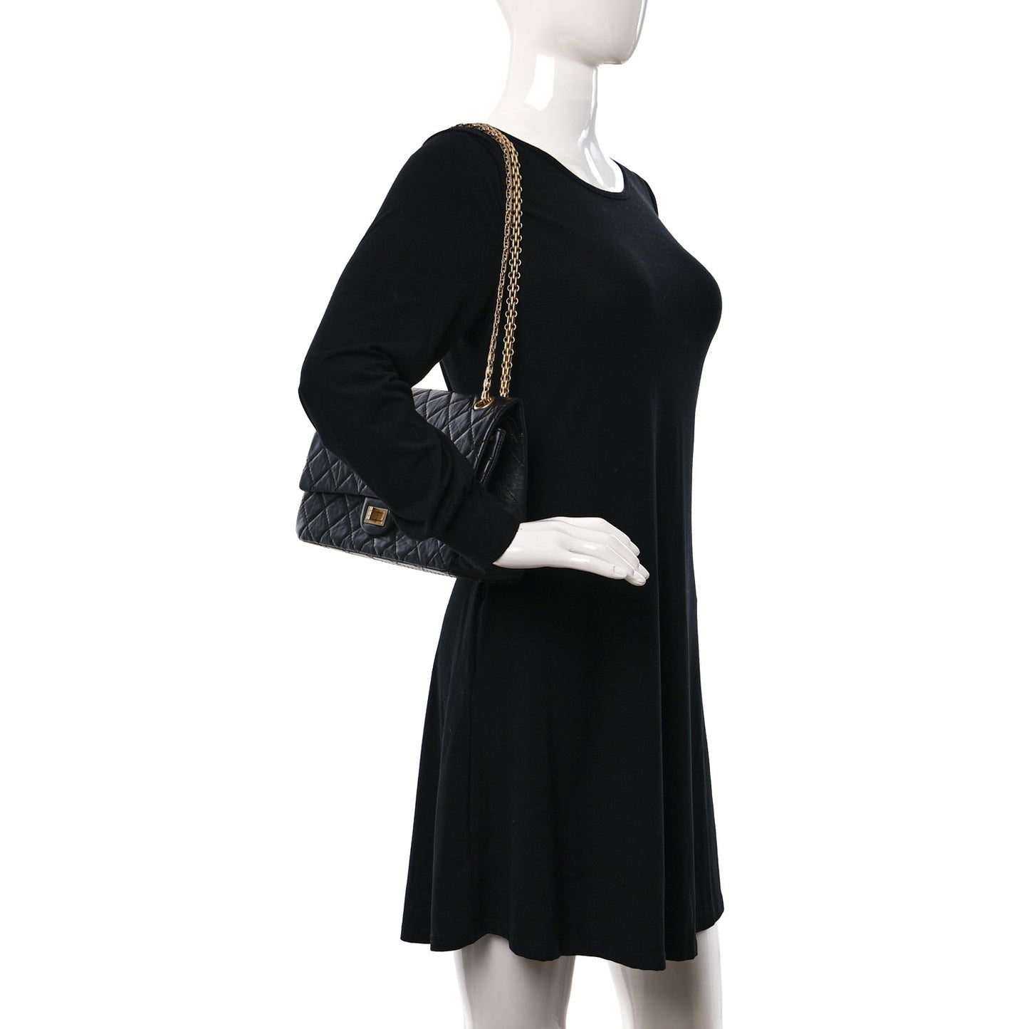 Aged Calfskin Quilted 2.55 Reissue 226 Flap Black