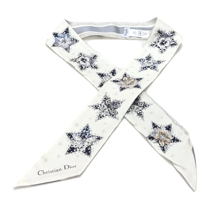 Christian Dior Silk Mitzah Scarf Grey White 1 of 3