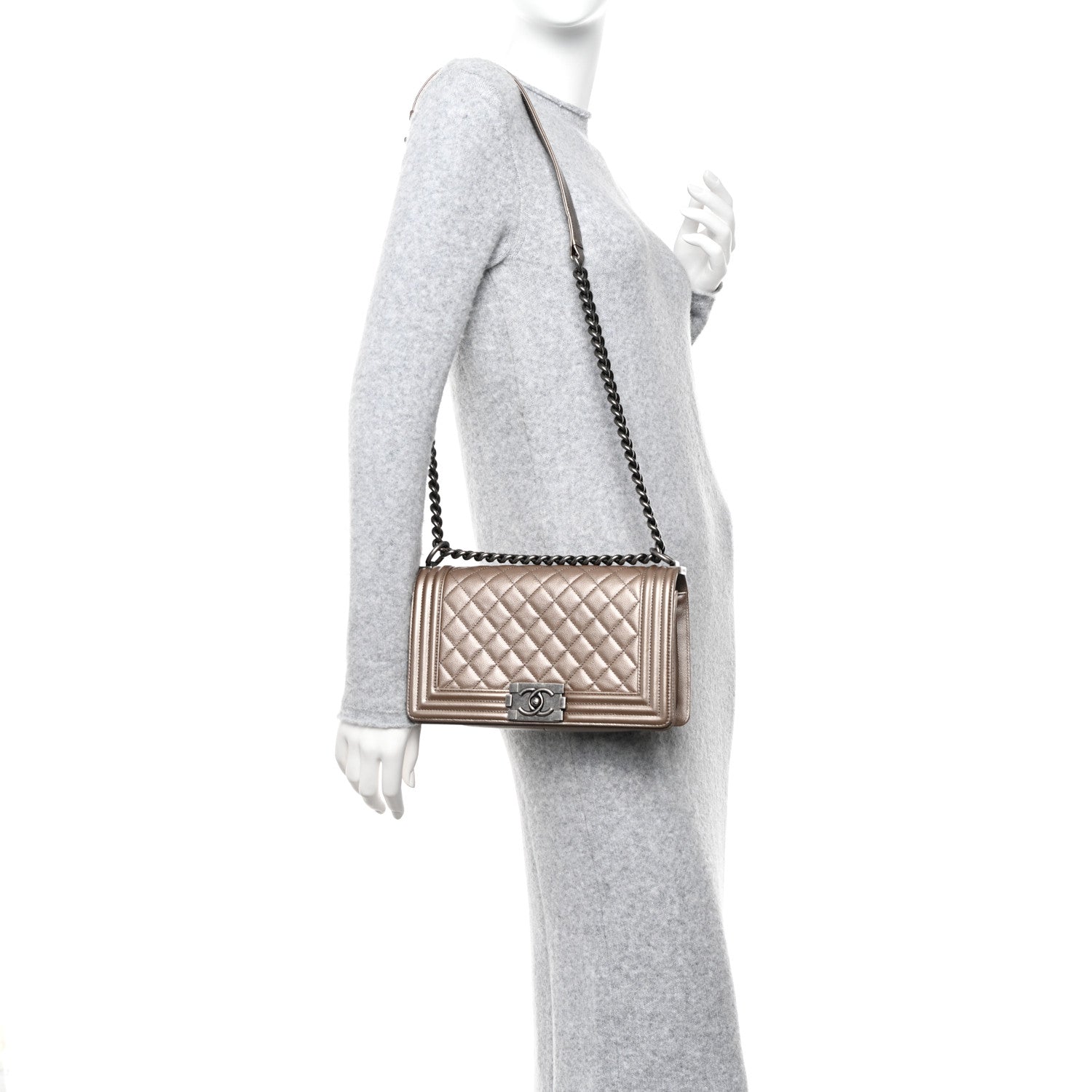Chanel Metallic Caviar Quilted Medium Boy Flap Copper 2 of 11