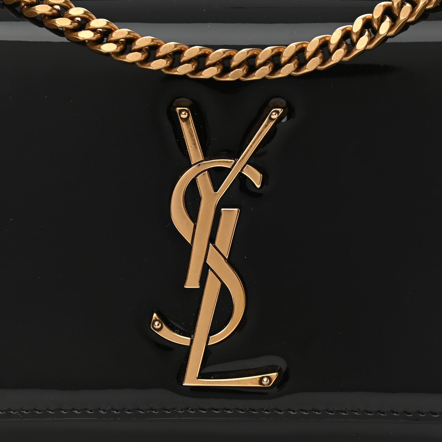 Patent Small Monogram Kate Satchel Black