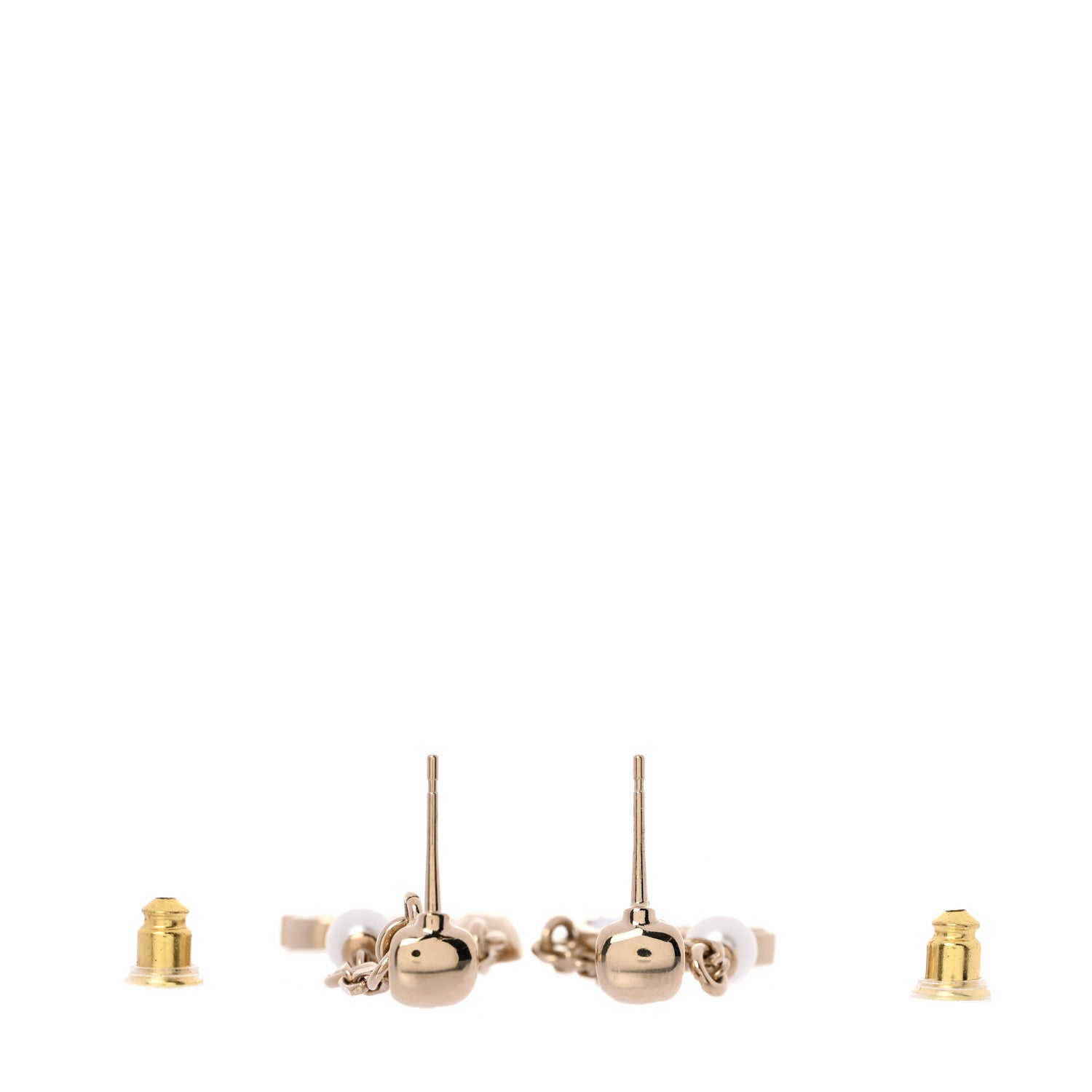 Chanel Strass Crystal Pearl CC Drop Earrings Gold 3 of 5